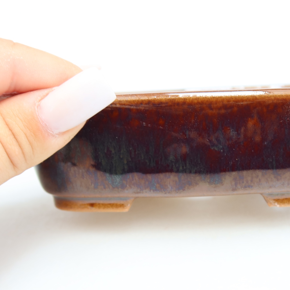 Pot à bonsaï en céramique 12,5 x 9,5 x 4 cm, couleur marron