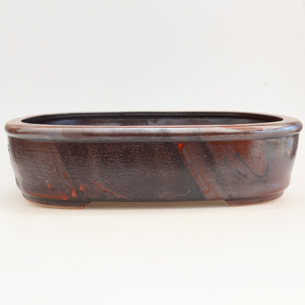 Pot à bonsaï en céramique 31,5 x 24 x 8 cm, couleur rouge métallisé