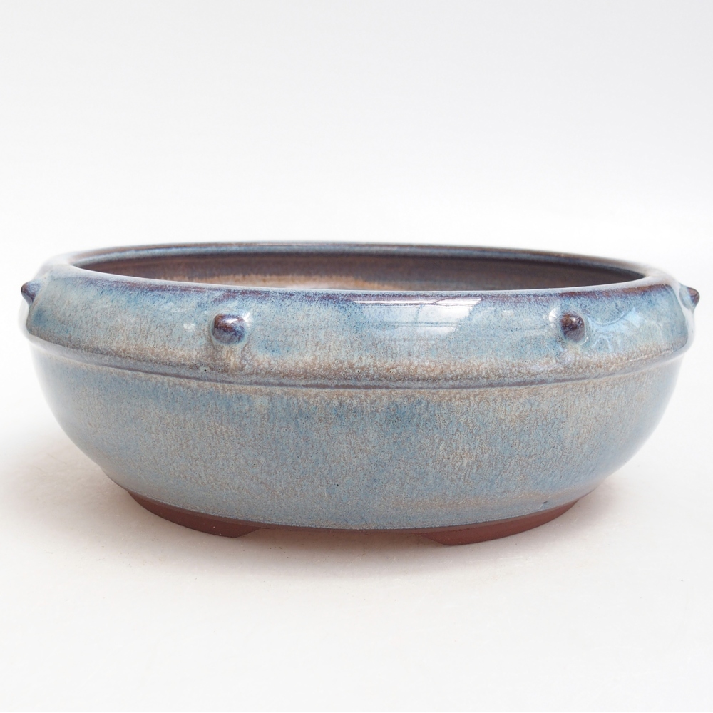 Bol à bonsaï en céramique 18,5 x 18,5 x 6,5 cm, couleur bleu