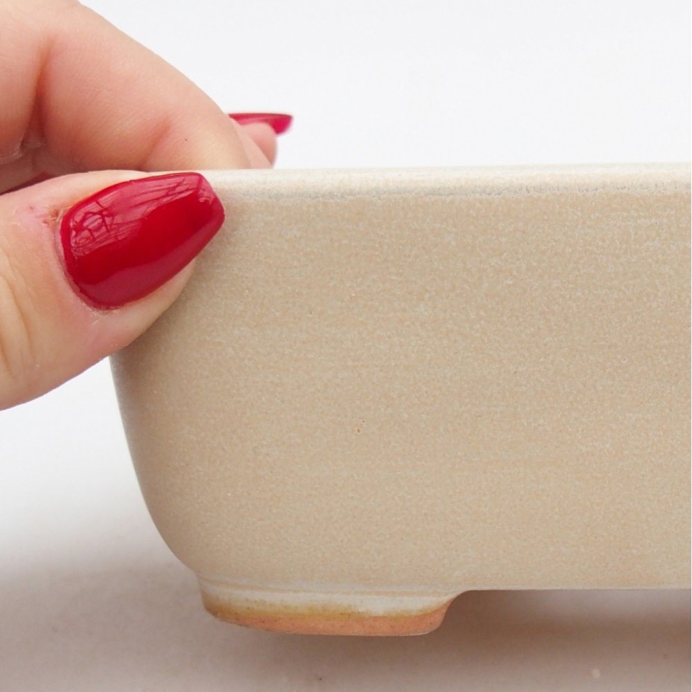 Bol à bonsaï en céramique 12,5 x 10 x 5 cm, couleur beige