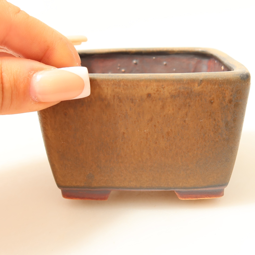 Bol à bonsaï en céramique 8,5 x 8,5 x 5,5 cm, brun