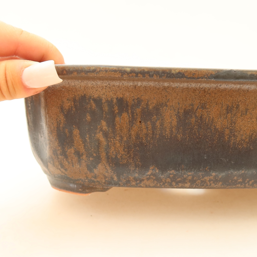 Pot à bonsaï en céramique 24,5 x 21 x 7,5 cm, couleur marron