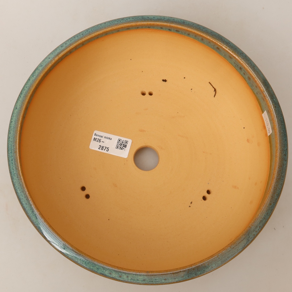 Pot à bonsaï en céramique 25 x 25 x 7,5 cm, couleur verte