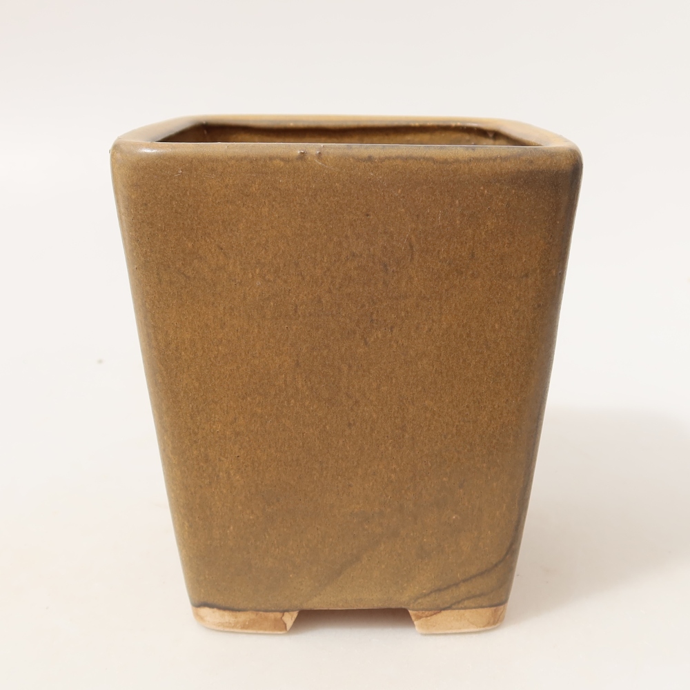 Pot à bonsaï en céramique 10,5 x 10,5 x 12 cm, couleur marron