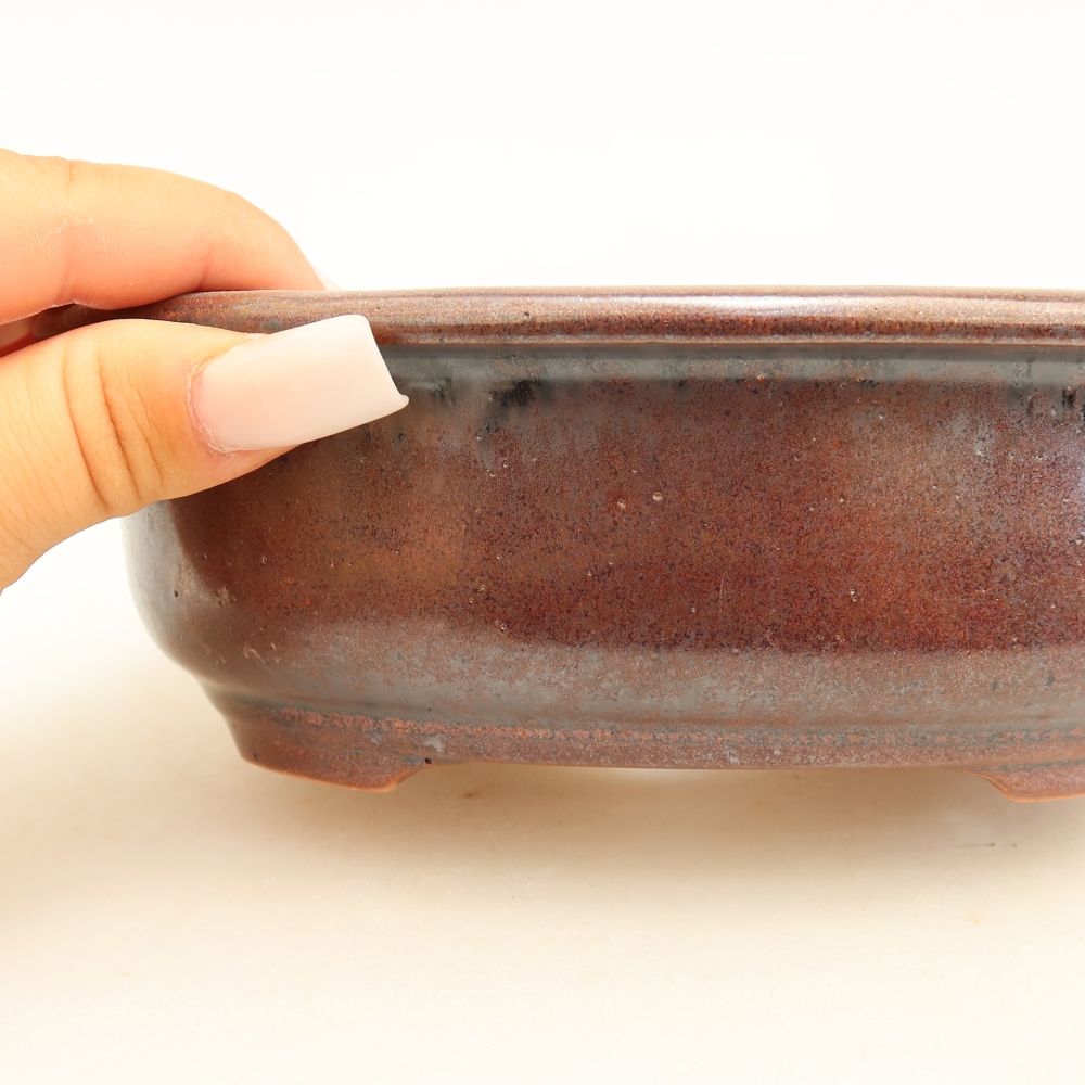 Pot à bonsaï en céramique 18 x 14,5 x 5,5 cm, couleur bordeaux