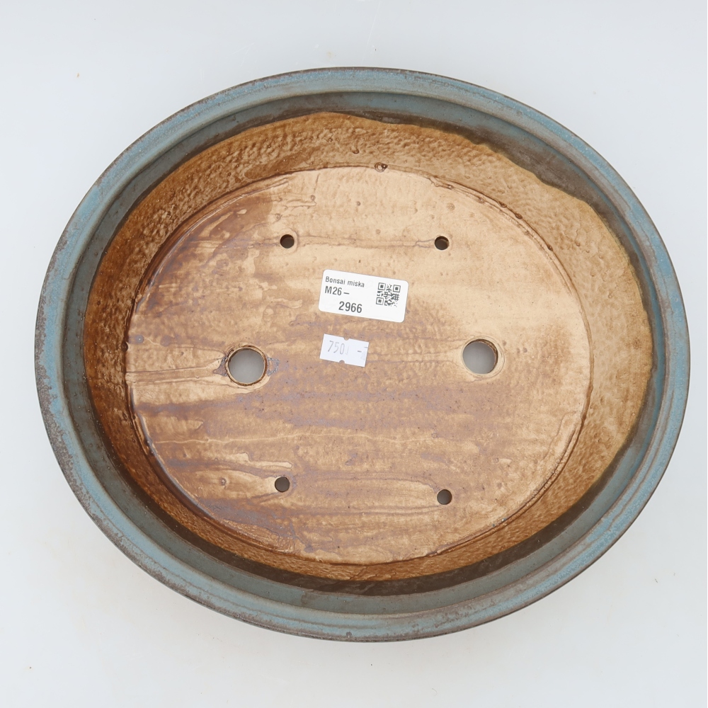 Pot à bonsaï en céramique 27 x 24,5 x 6 cm, couleur bleue