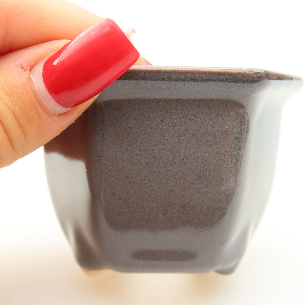 Pot à bonsaï en céramique 7 x 6,5 x 5 cm, couleur grise