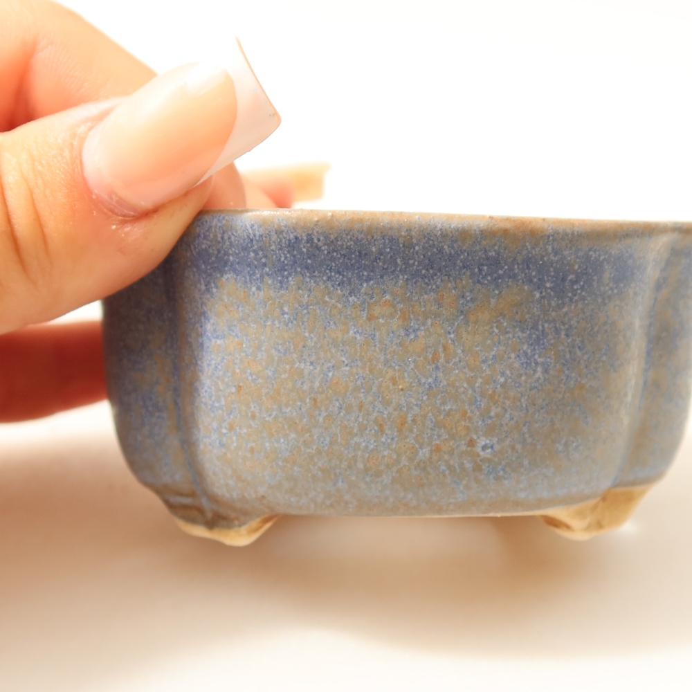 Pot à bonsaï en céramique 8 x 7,5 x 3,5 cm, couleur bleue