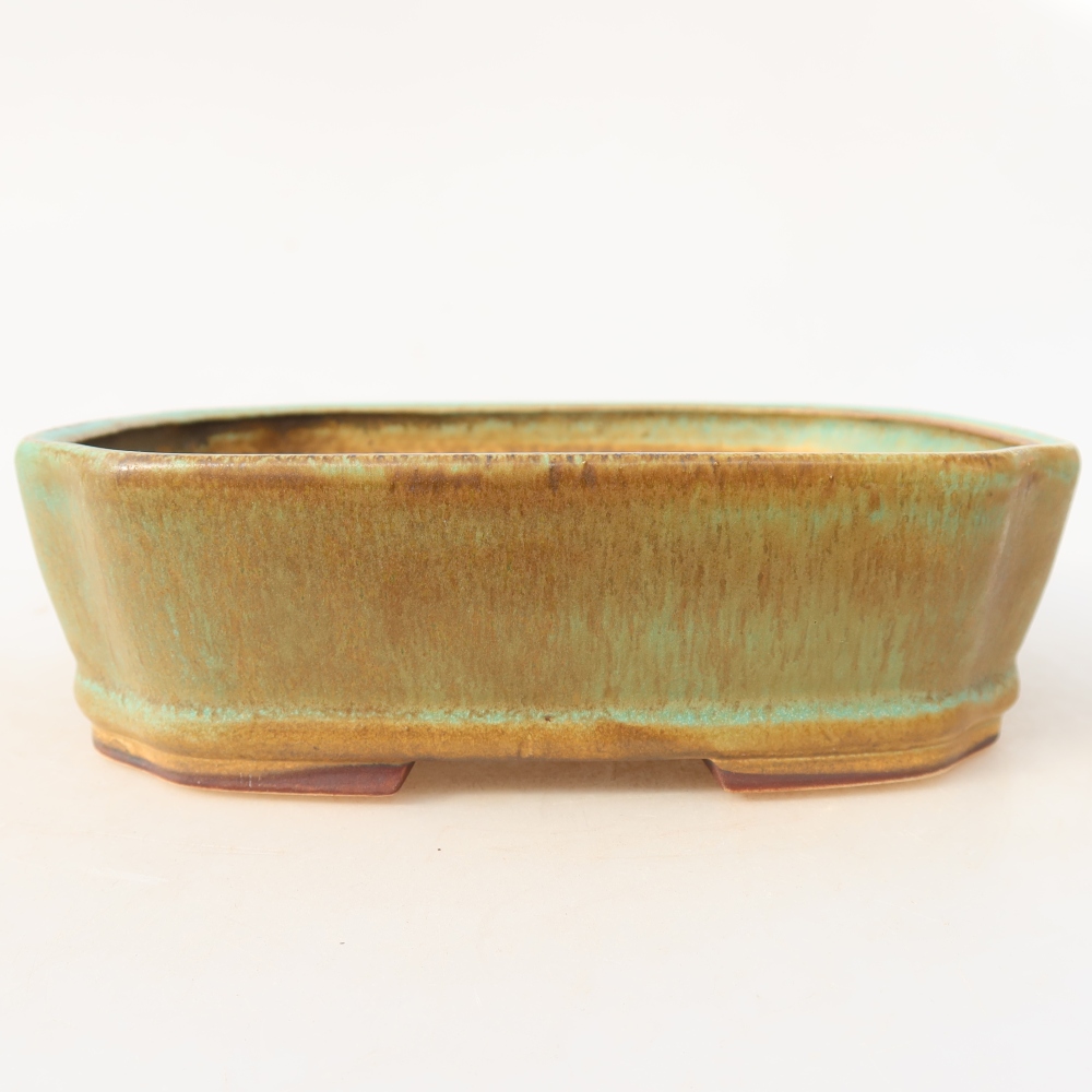 Bol à bonsaï en céramique 17,5 x 14,5 x 5 cm, vert