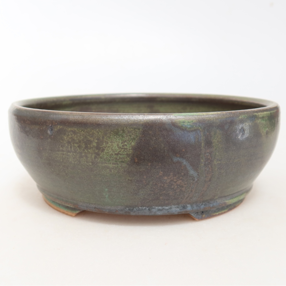 Pot à bonsaï en céramique 16 x 16 x 5,5 cm, couleur verte