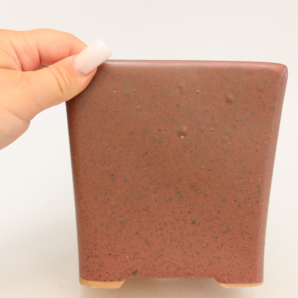 Pot à bonsaï en céramique 13 x 13 x 14 cm, couleur rose