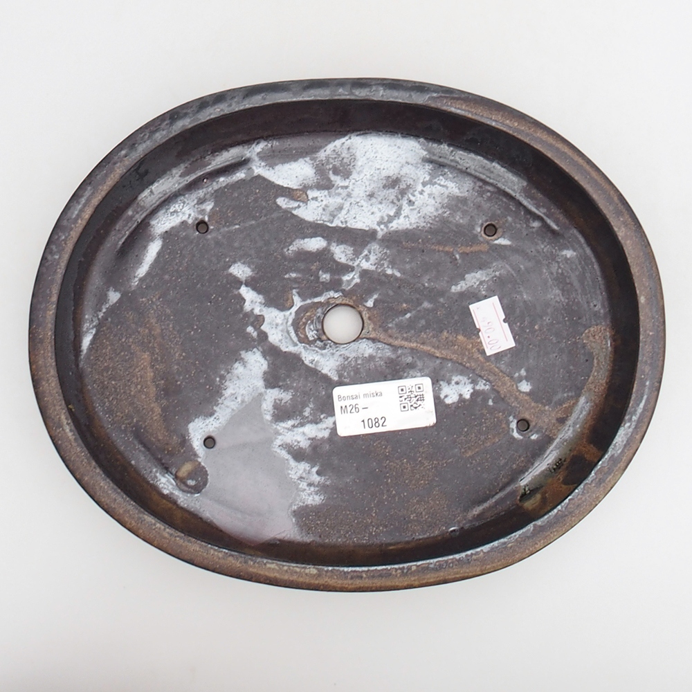 Bol à bonsaï en céramique 24 x 19,5 x 4 cm, noir-brun