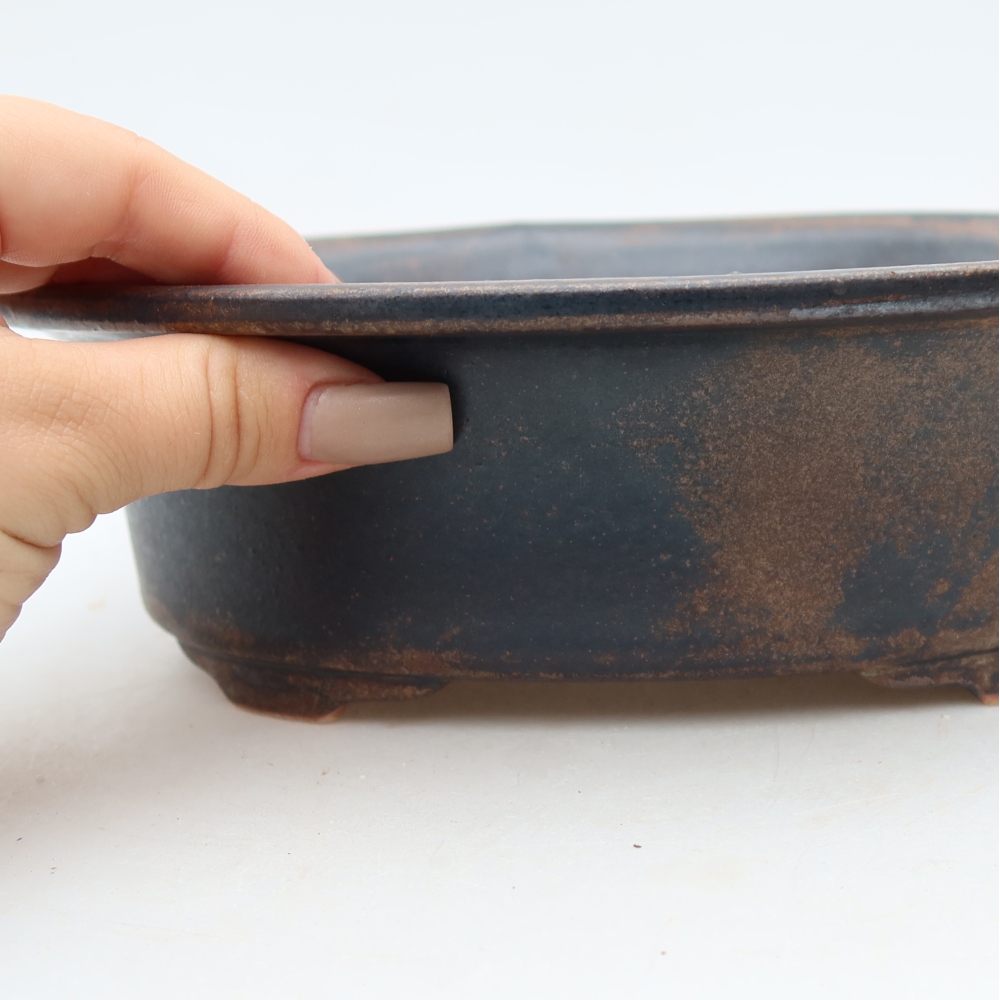 Pot à bonsaï en céramique 22,5 x 17,5 x 6,5 cm, couleur marron