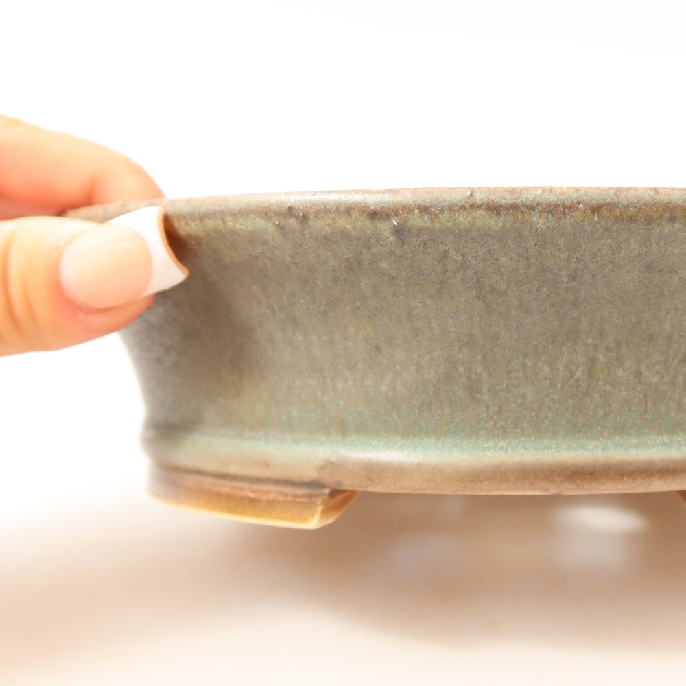 Pot à bonsaï en céramique 17,5 x 16,5 x 5 cm, couleur verte