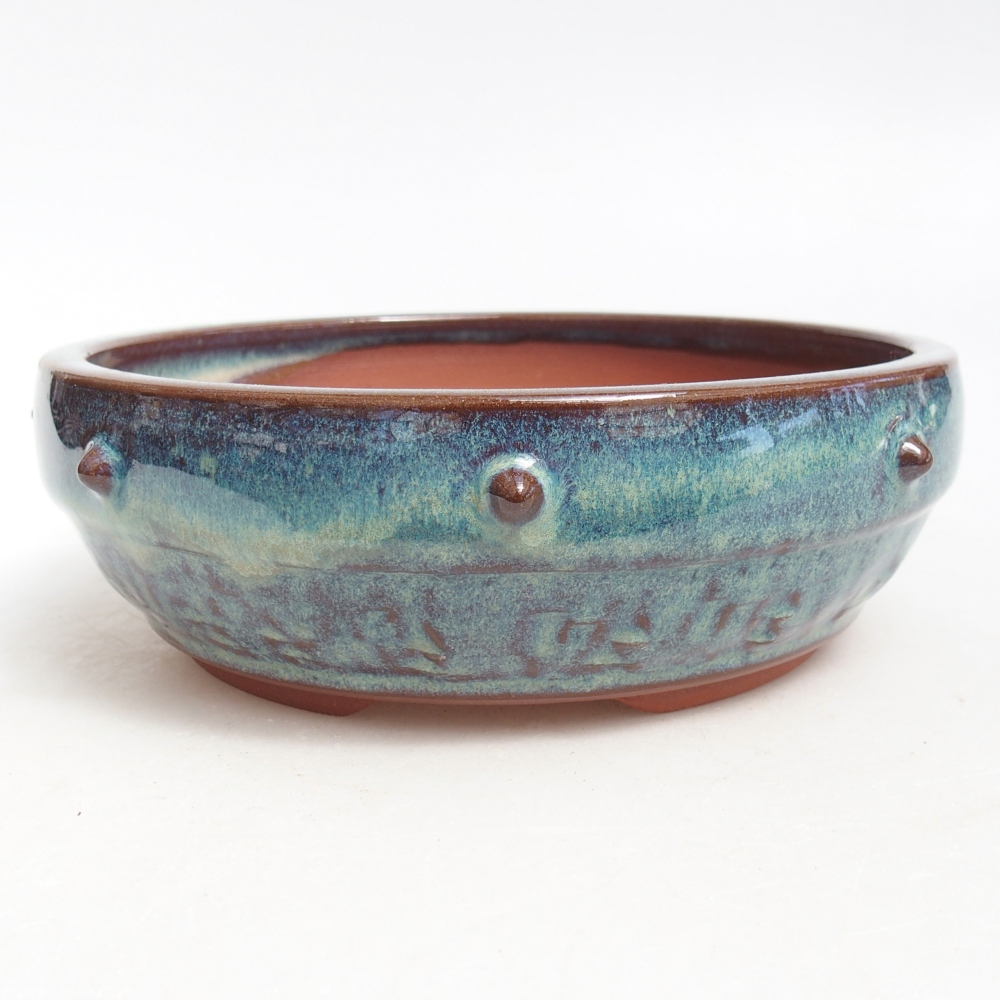 Bol à bonsaï en céramique 16 x 16 x 5 cm, couleur bleu
