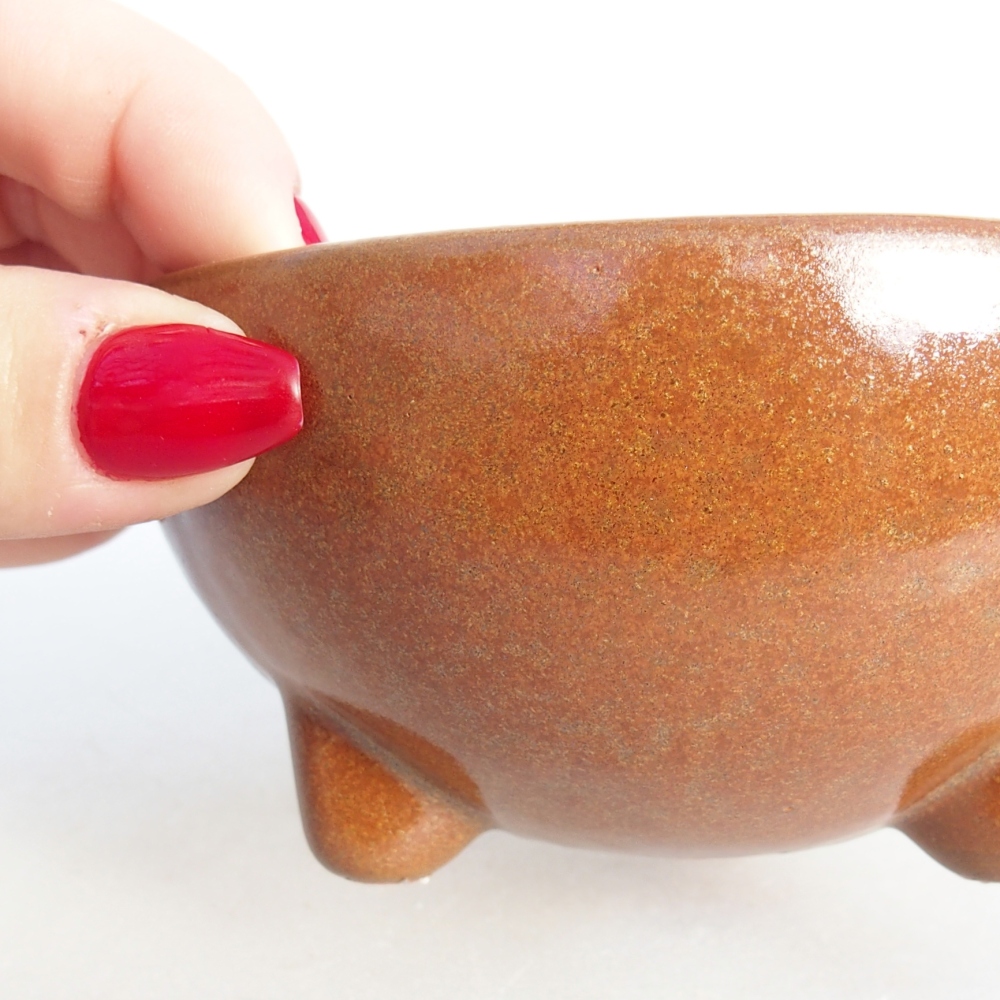 Bol à bonsaï en céramique 10 x 10 x 5 cm, brun