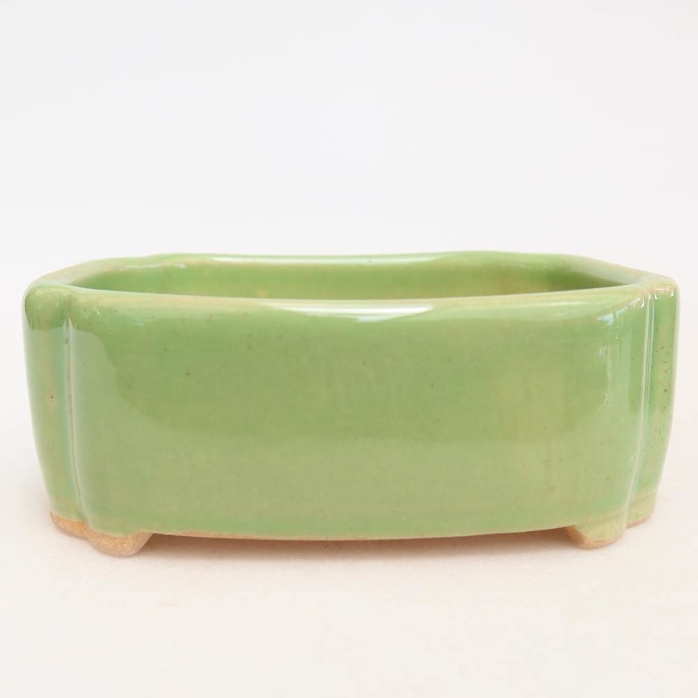 Pot à bonsaï en céramique 10,5 x 8 x 4 cm, couleur verte