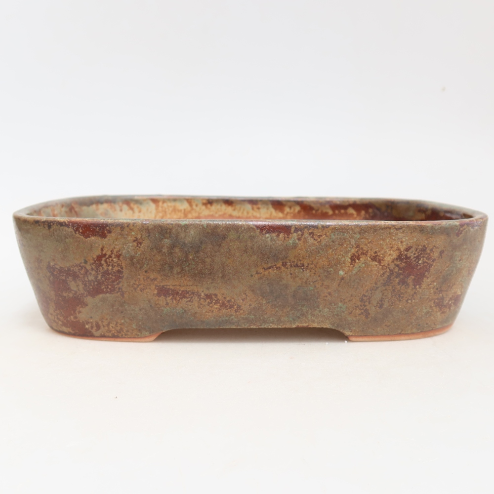 Pot à bonsaï en céramique 23 x 18 x 5,5 cm, couleur brun-vert