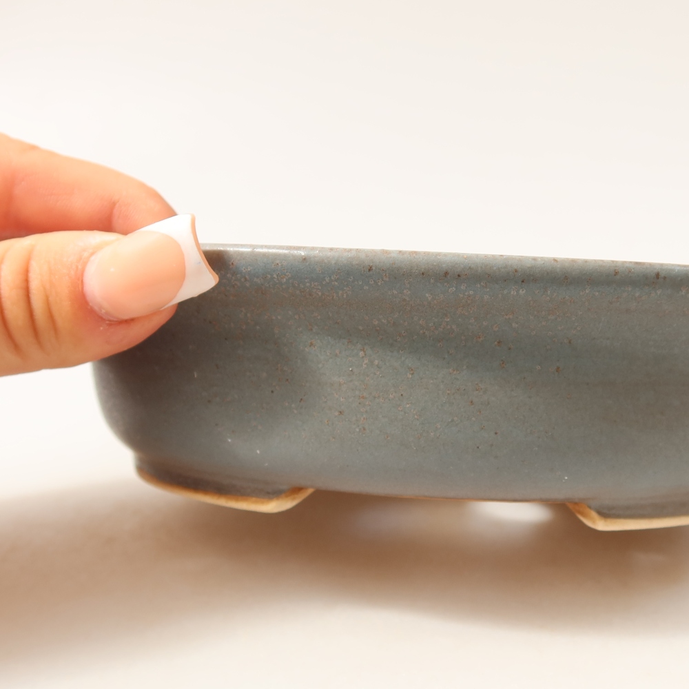 Pot à bonsaï en céramique 15,5 x 14,5 x 4 cm, couleur bleue