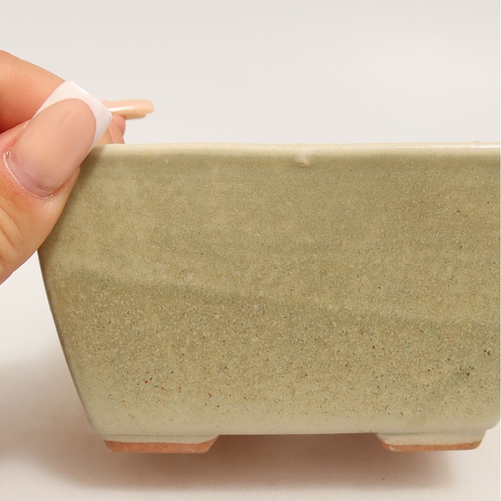 Bol à bonsaï en céramique 10,5 x 10,5 x 6,5 cm, vert