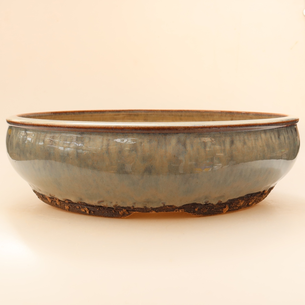 Pot à bonsaï en céramique 33 x 33 x 9 cm, couleur grise - RETRAIT SUR PLACE UNIQUEMENT ou expédition par palette