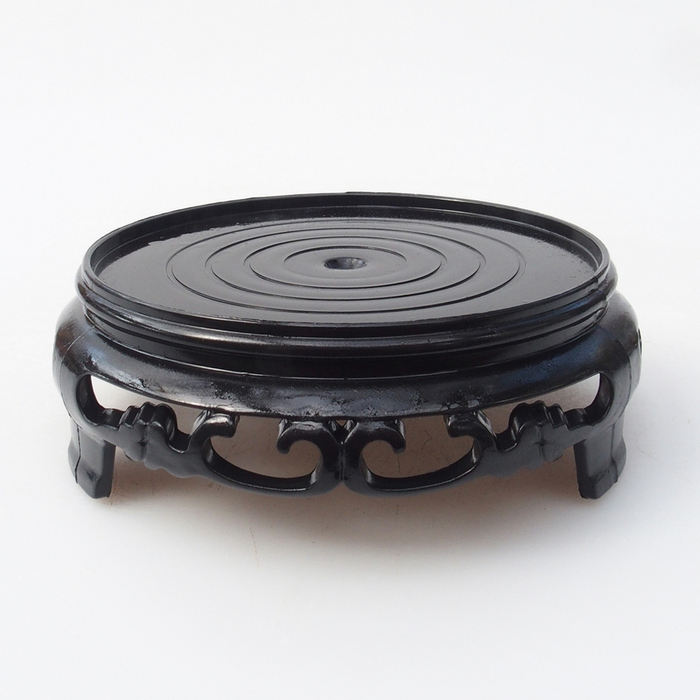 Table de bonsaï en plastique ronde 10 x 10 x 3,5 cm, noire