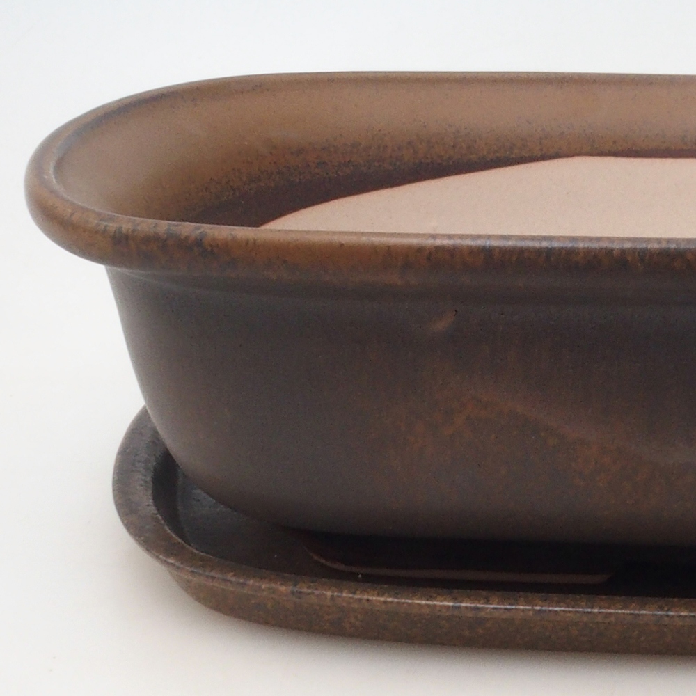 Bol Bonsaï + soucoupe H10 - 37 x 28 x 9 cm - marron