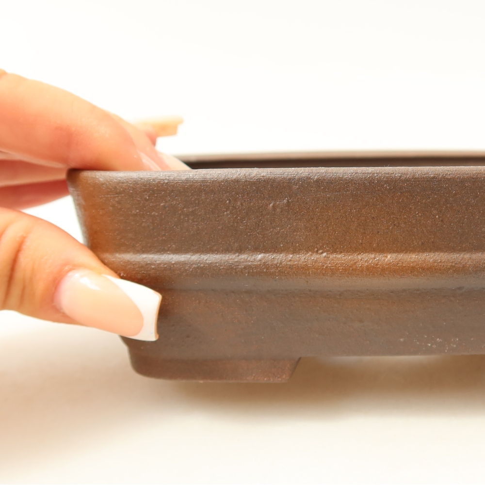 Pot à bonsaï en céramique 14,5 x 11,5 x 4,5 cm, couleur marron