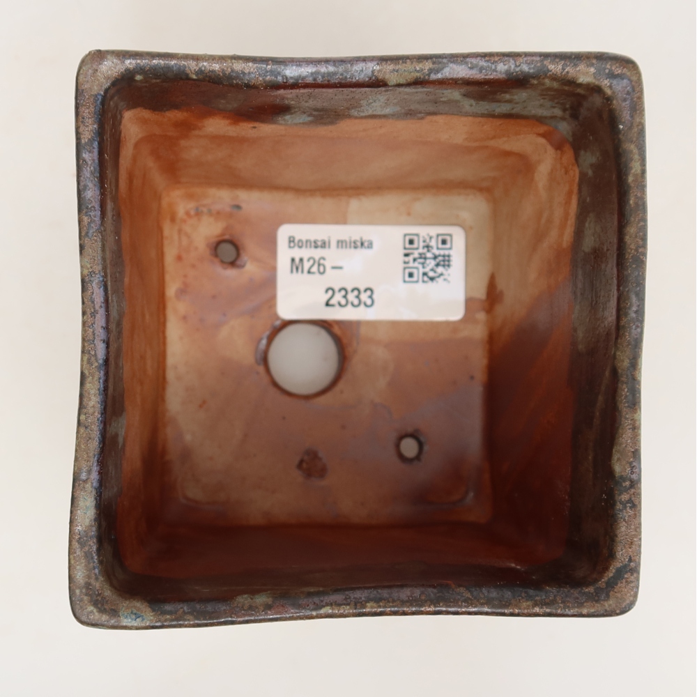 Pot à bonsaï en céramique 8,5 x 8,5 x 9 cm, couleur marron