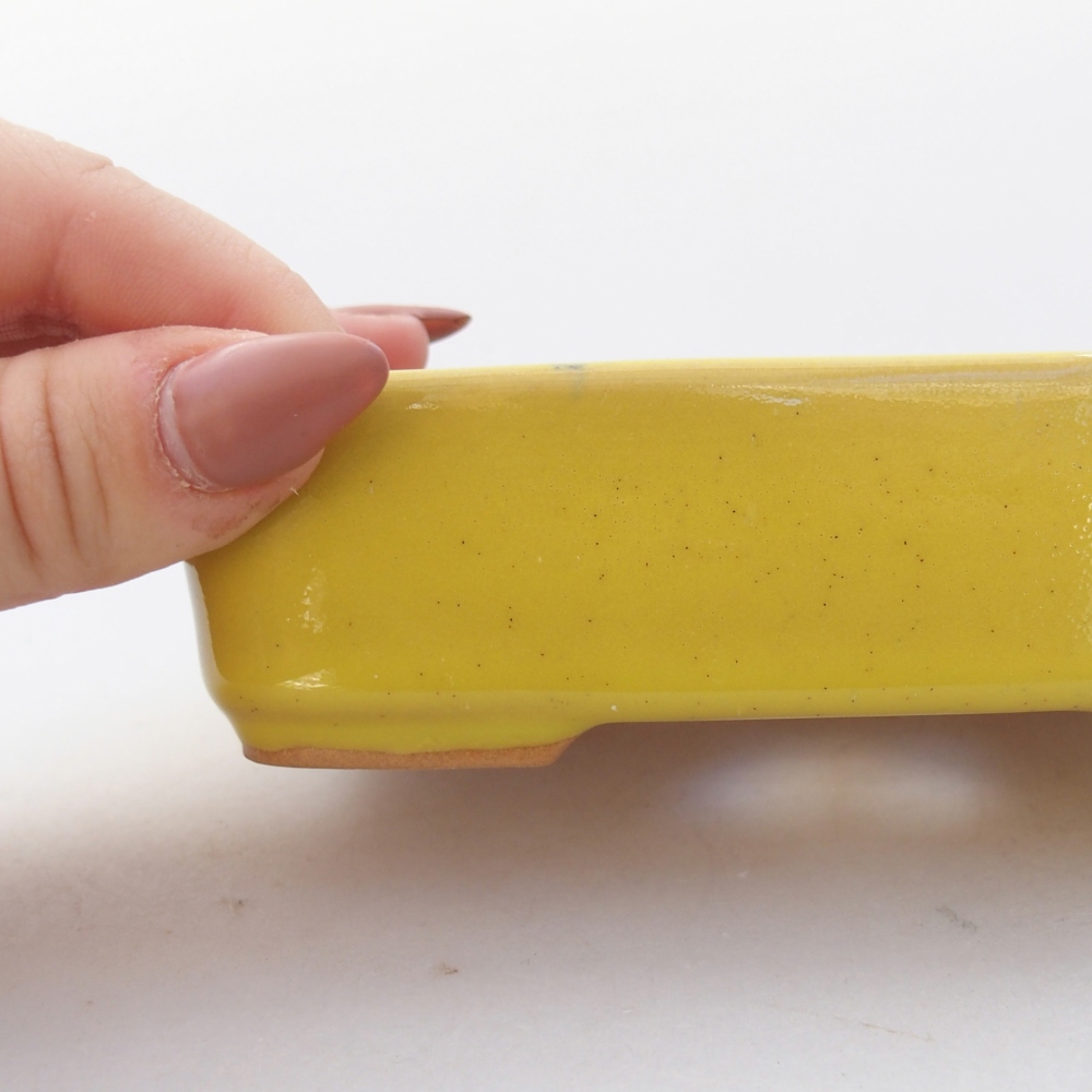 Bol à bonsaï en céramique 13 x 9,5 x 3,5 cm, jaune