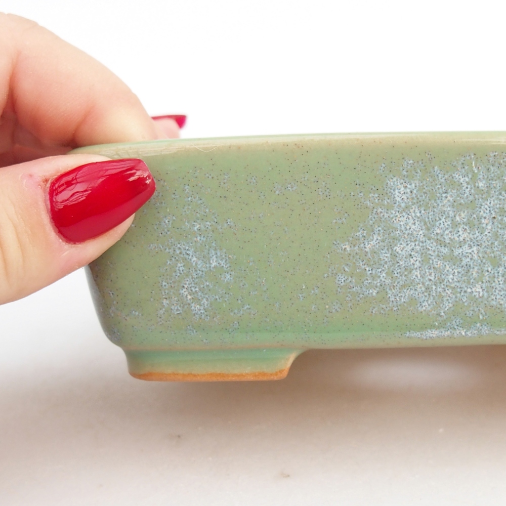 Bol à bonsaï en céramique 12,5 x 9,5 x 3,5 cm, vert