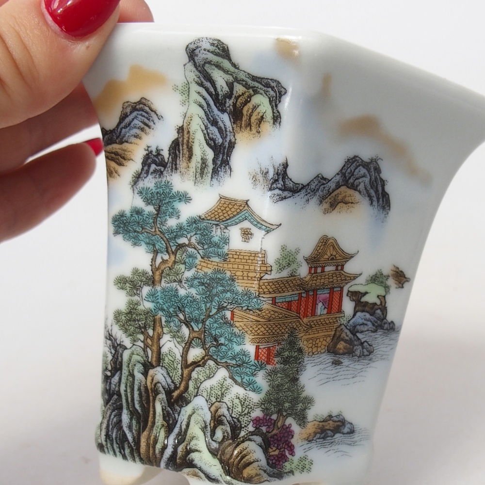 Bol à bonsaï en céramique 10 x 9 x 9 cm, couleur blanc