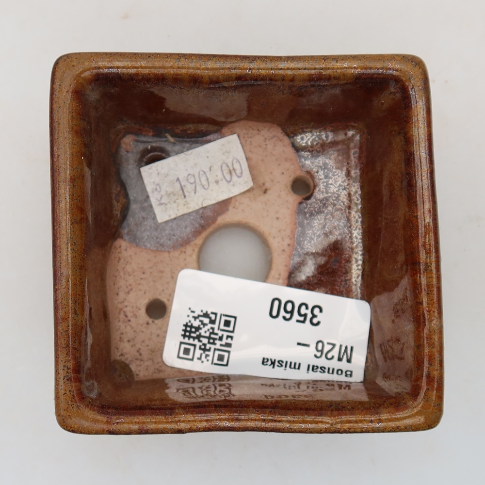 Bol à bonsaï en céramique 7 x 7 x 3,5 cm, brun