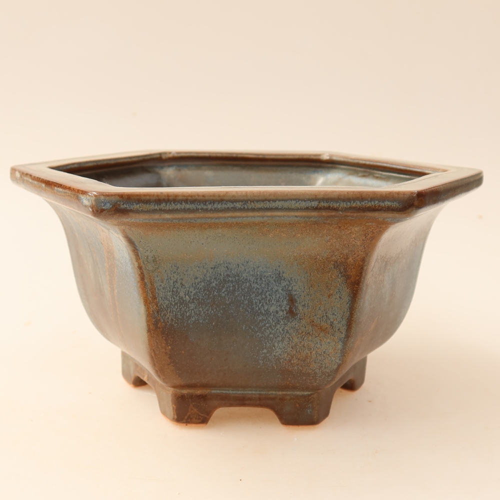 Bol à bonsaï en céramique 18,5 x 16,5 x 9 cm, brun