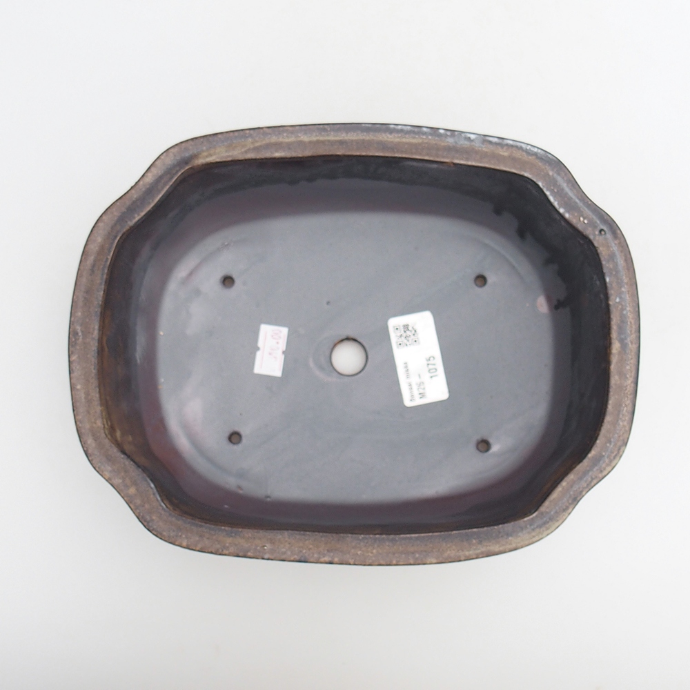 Bol à bonsaï en céramique 22 x 16,5 x 7 cm, couleur métal