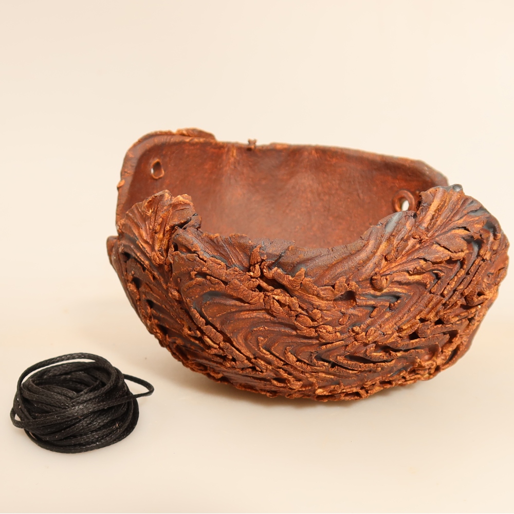 Coquille en céramique pour kokedama, 12 x 12 x 7,5 cm, couleur marron