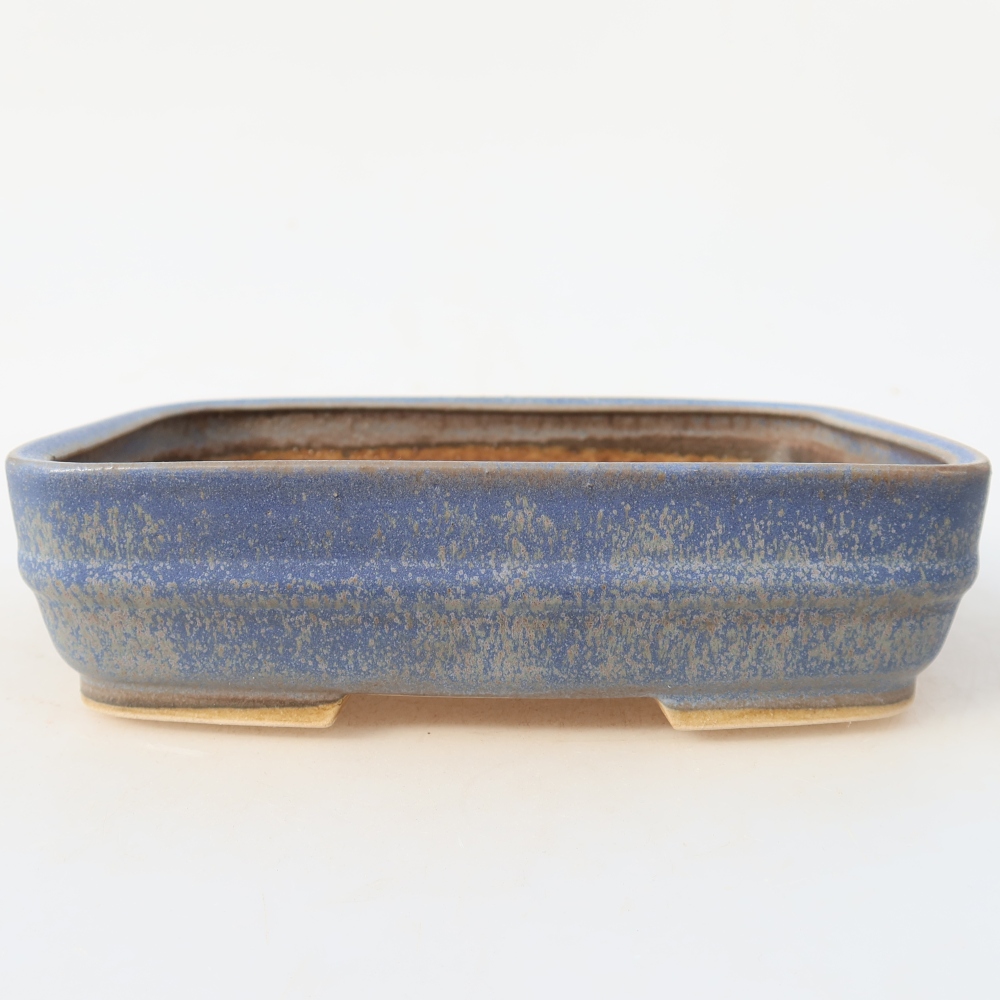 Pot à bonsaï en céramique 17 x 13,5 x 4,5 cm, couleur bleue