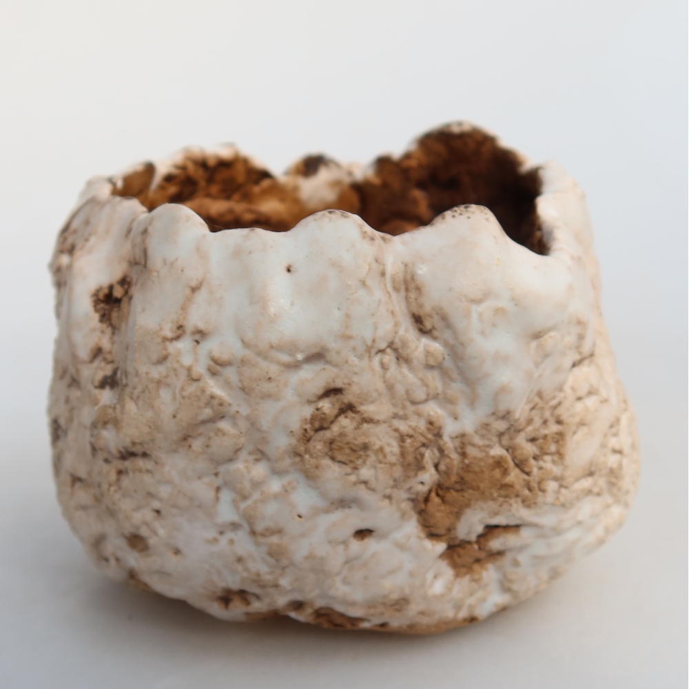 Coquille en céramique  7 x 7 x 6 cm, couleur blanc-brun