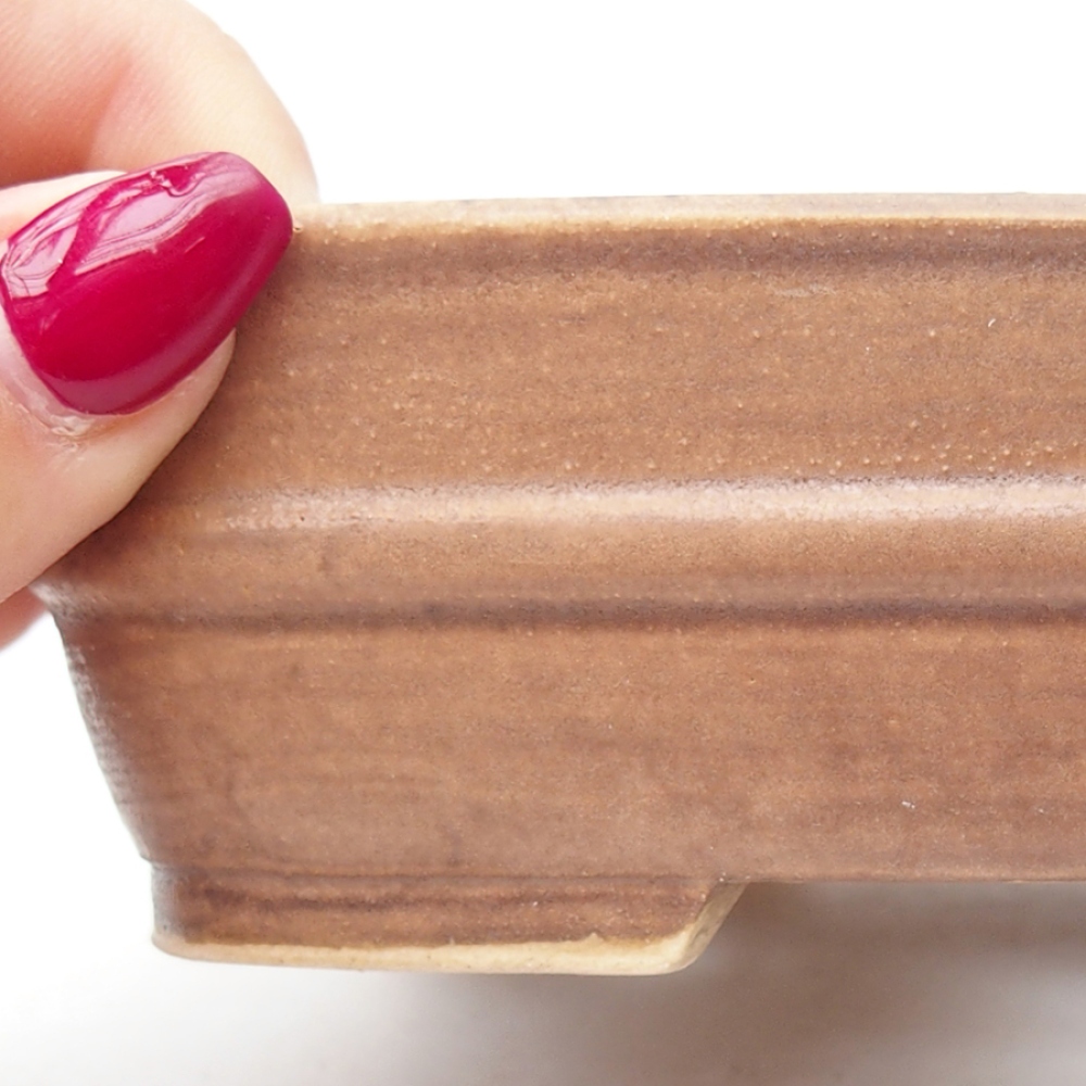 Bol à bonsaï en céramique 14,5 x 11,5 x 4 cm, brun