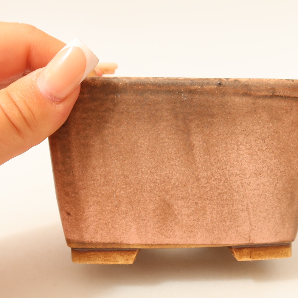 Bol à bonsaï en céramique 10,5 x 10,5 x 7 cm, rose