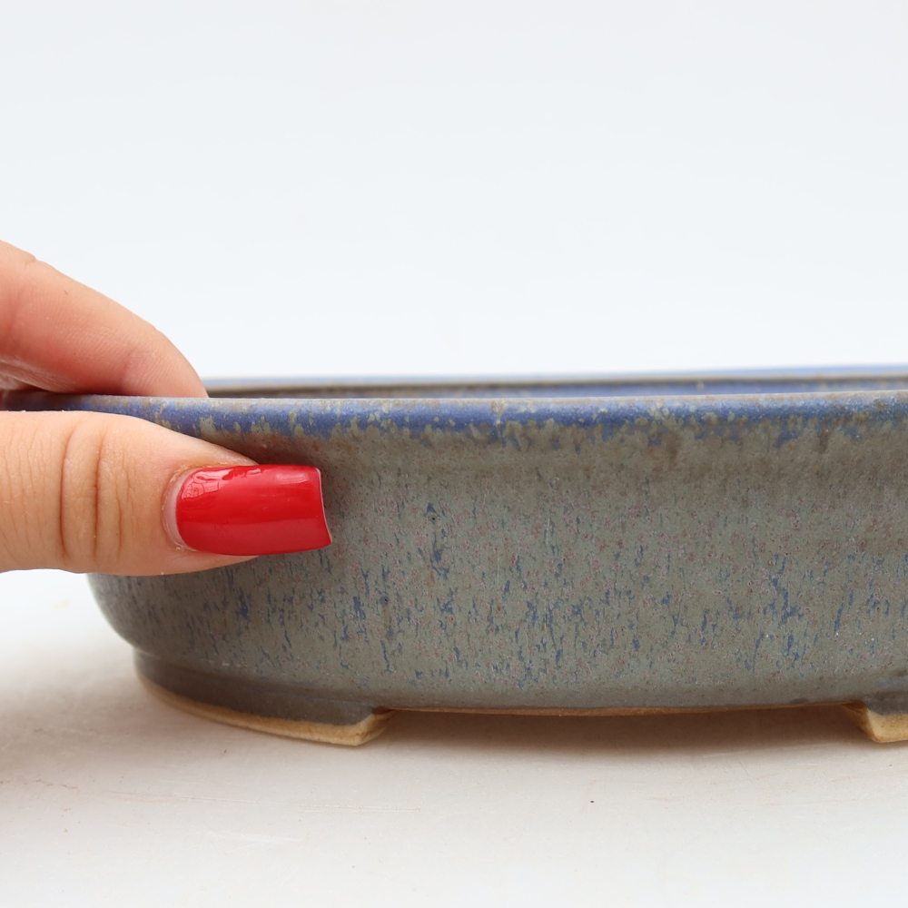 Pot à bonsaï en céramique 21 x 19,5 x 5 cm, couleur bleue
