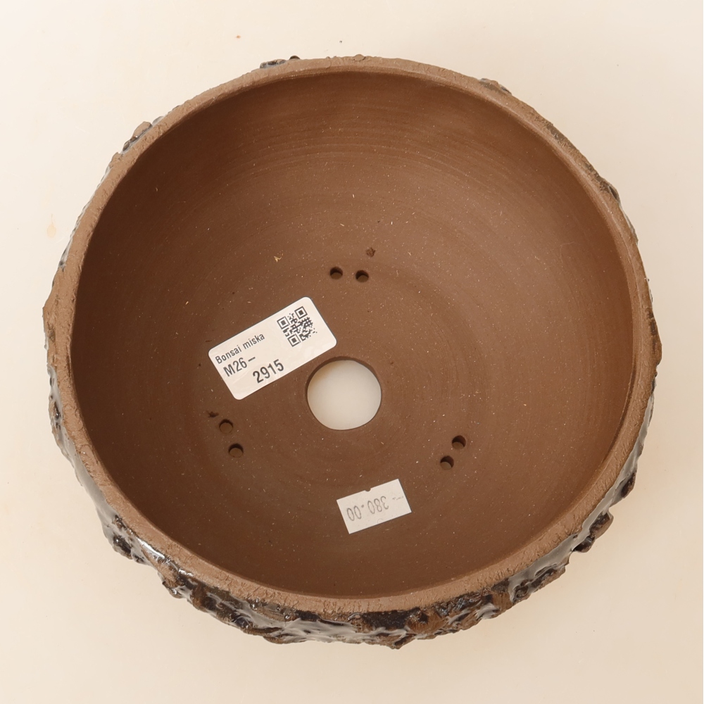 Pot à bonsaï en céramique 17 x 17 x 8 cm, couleur marron