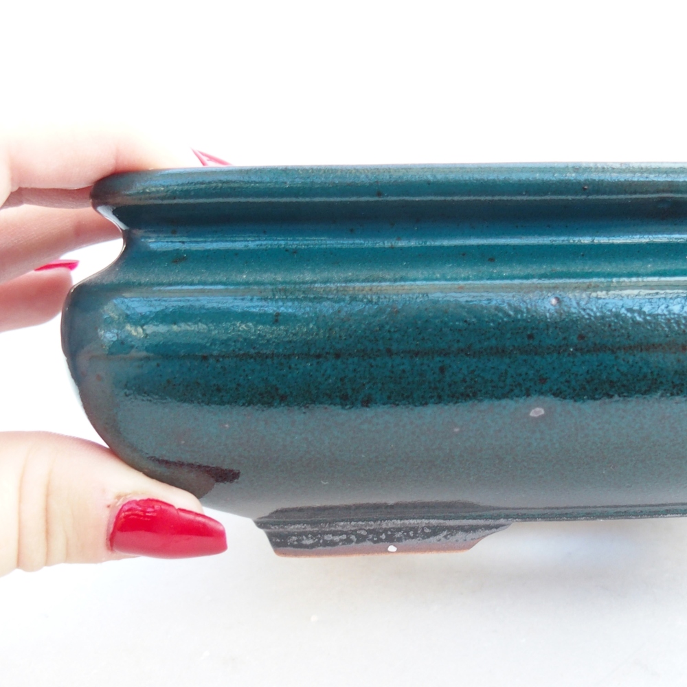 Bol à bonsaï en céramique 15,5 x 15,5 x 6 cm, vert