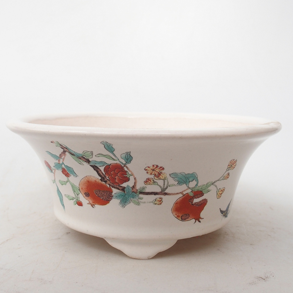 Bol à bonsaï en céramique 13 x 13 x 6 cm, couleur blanc