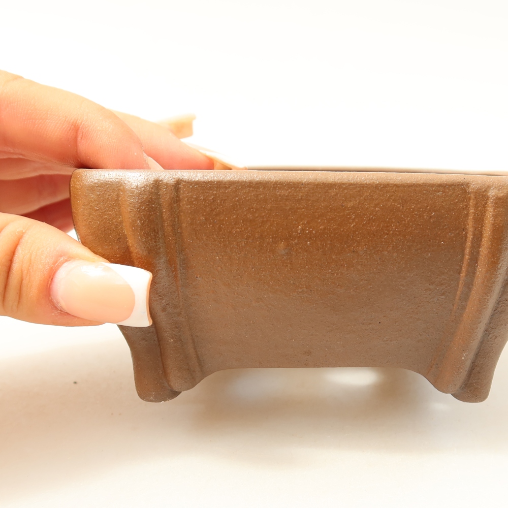 Bol à bonsaï en céramique 10,5 x 10,5 x 4,5 cm, brun