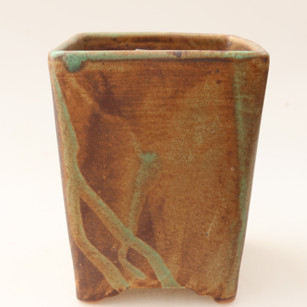 Pot à bonsaï en céramique 9 x 9 x 11,5 cm, couleur marron