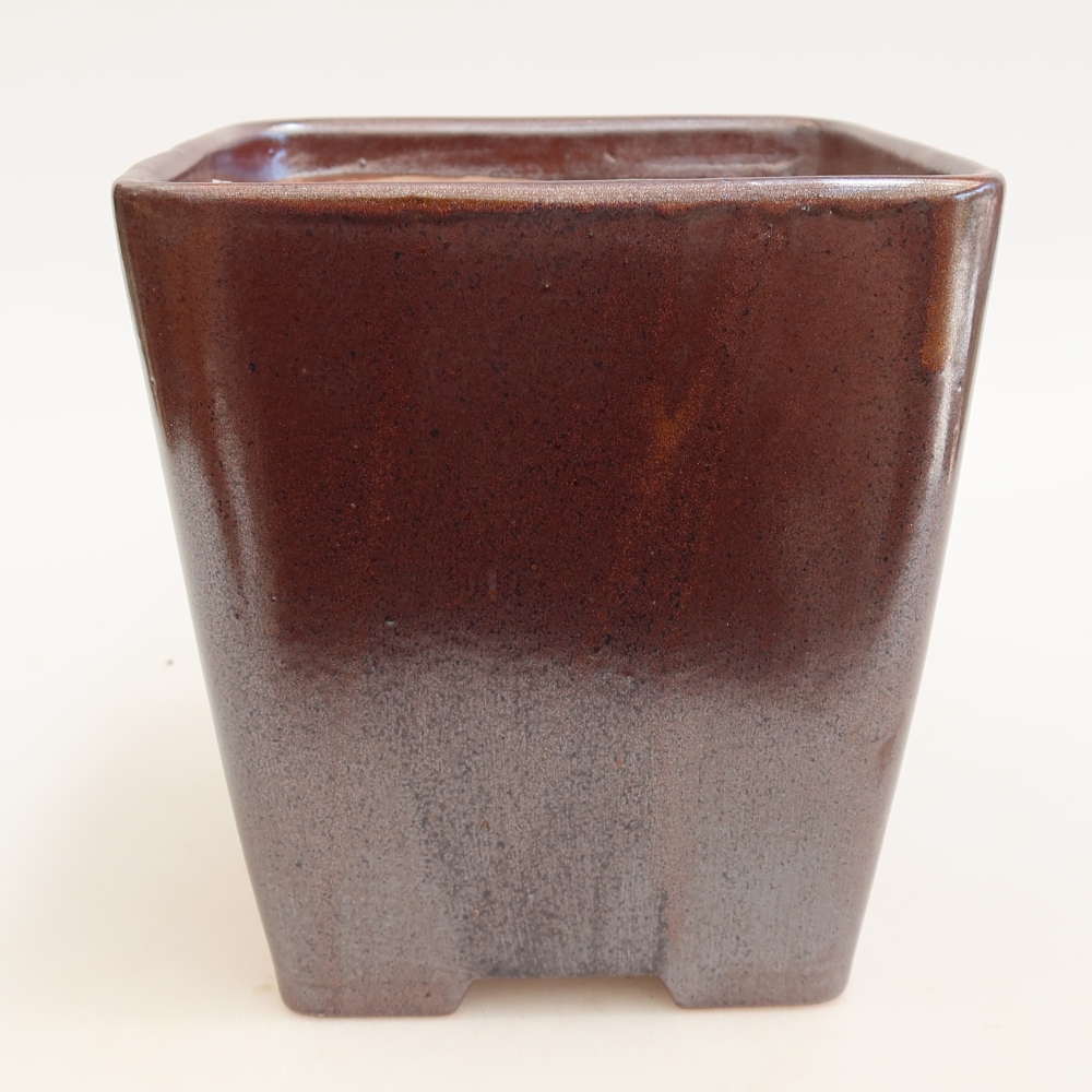 Bol à bonsaï en céramique 13,5 x 13,5 x 15 cm, couleur métal