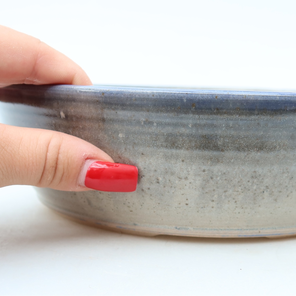 Pot à bonsaï en céramique 21 x 21 x 6 cm, couleur bleue