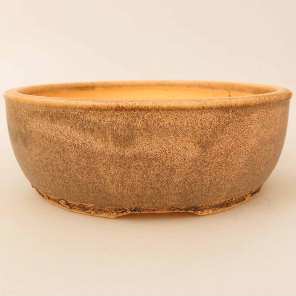 Pot à bonsaï en céramique 23,5 x 23,5 x 8 cm, couleur marron