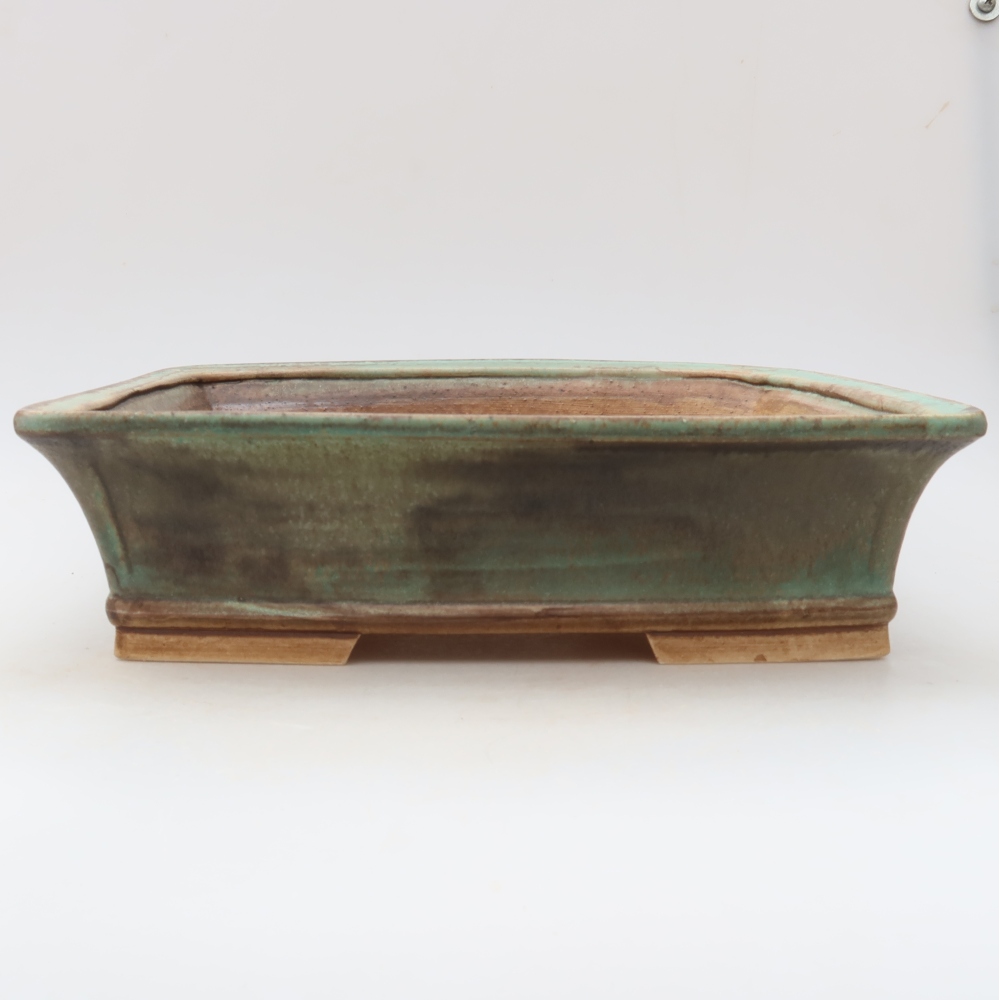 Pot à bonsaï en céramique 29,5 x 24 x 8 cm, couleur verte